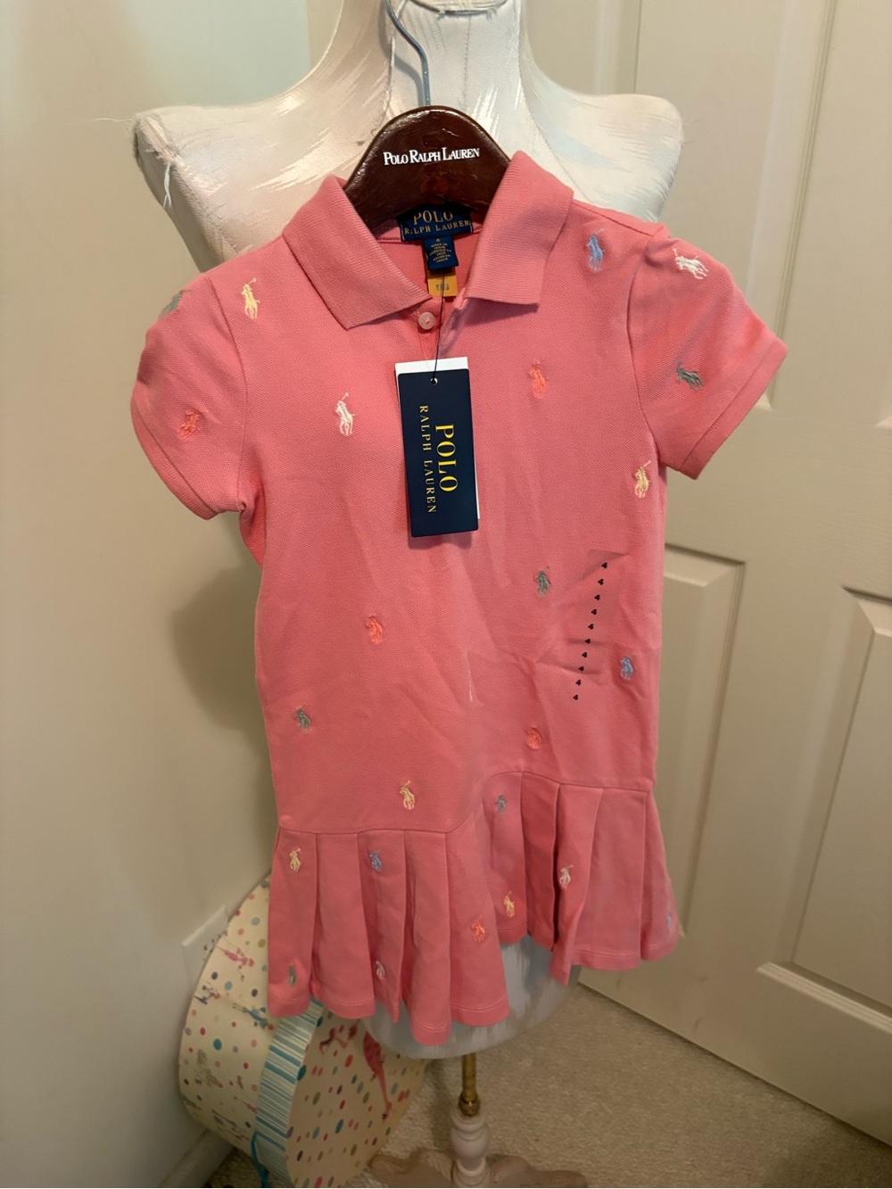 Polo by Ralph Lauren Pink Embroidered Pony Pique Polo Dress